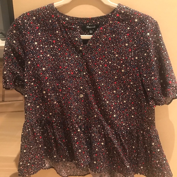 Madewell Tops - Madewell ruffle-hem peplum top star print